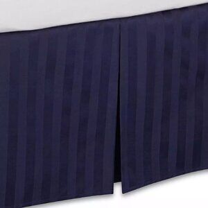 new Wamsutta 500 TC 100% Pimacott Cotton Cal King Bedskirt in NAVY BLUE STRIPE